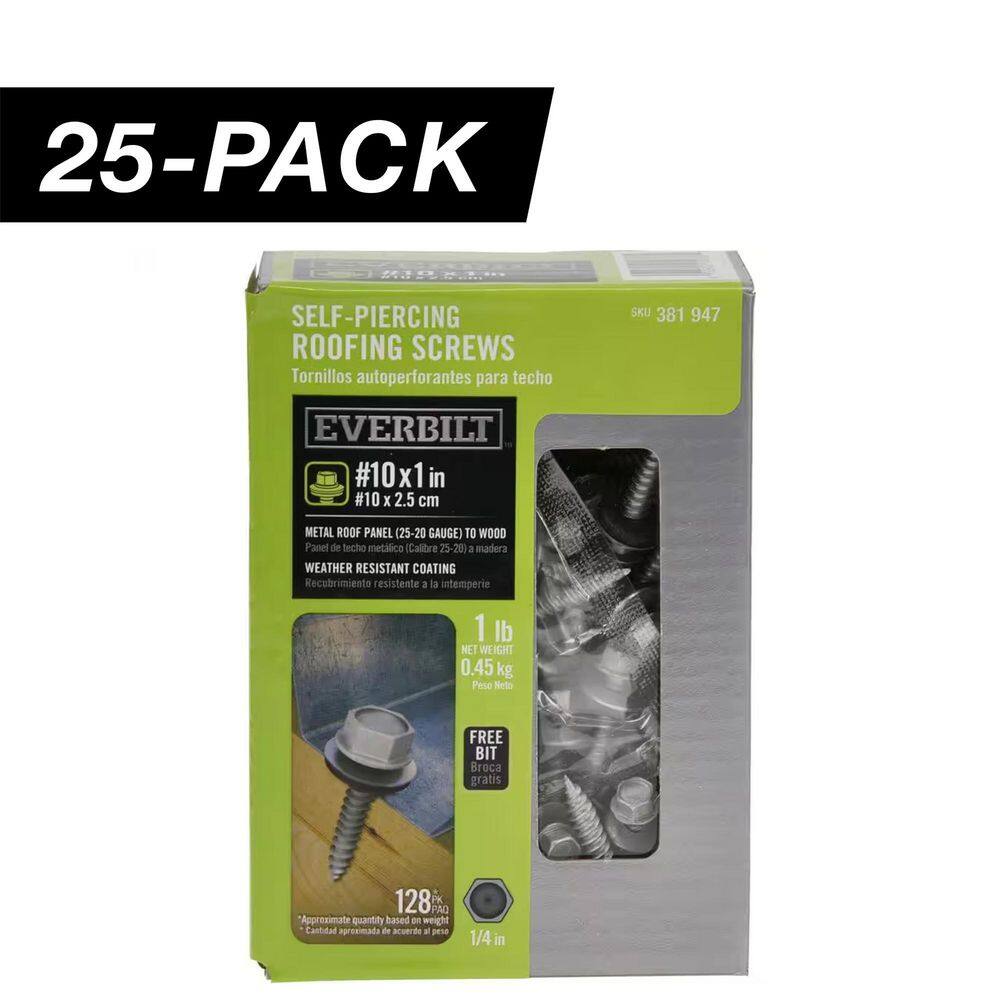 25-Pack #10 x 1 in. Hex Drive Flange Hex Head Self-Piercing Sheet Metal Screw with Neoprene Washer (25 lbs./3,200-Piece) price history on PriceWatchPro
