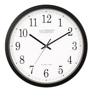 14 in. Atomic Round Analog Black Wall Clock