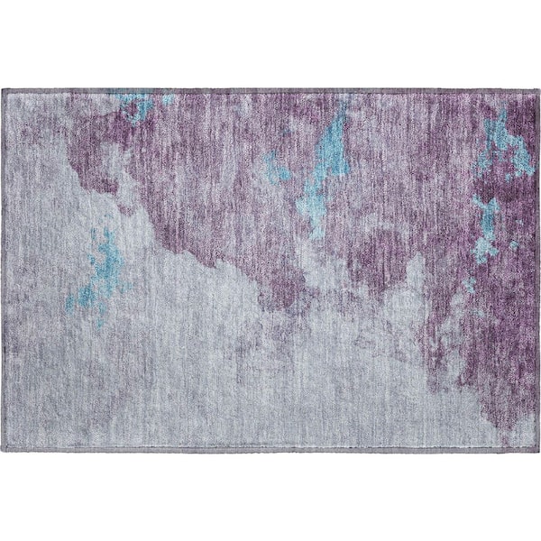 Mayfield Premium Machine Washable Abstract AMF2108 Lavender 2 ft. x 3 ft. Accent Rug