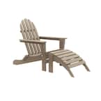 Icon Weathered Wood 2-Piece Folding Recycled Plastic Adirondack Chair