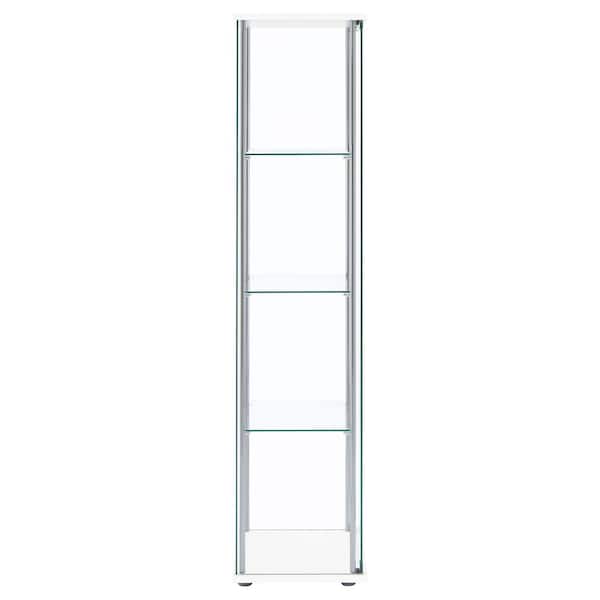White and Clear Curio Cabinet with 4 Glass Shelves