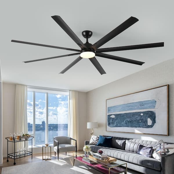 84 in. Super Large Indoor Black Ceiling Fan with Remote Control, 3 Color Temperature, 6 Speed Adjustment