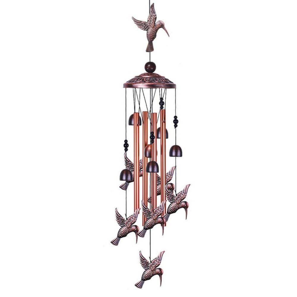 36 in. Metal Hummingbird Wind Chimes Outdoor Indoor Decor