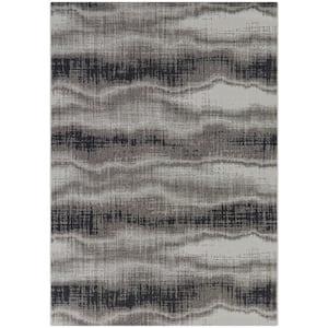 Lucia Charcoal 8 ft. x 10 ft.  Abstract Indoor/Outdoor Area Rug
