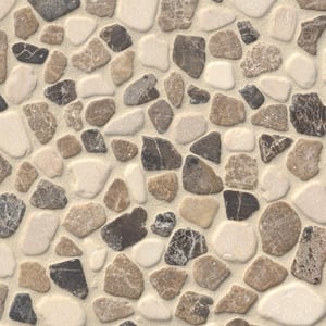 Mix Marble Pebbles 11.42 in. x 11.42 in. x 10 mm Tumbled Marble Mosaic Tile (9 sq. ft. / case)