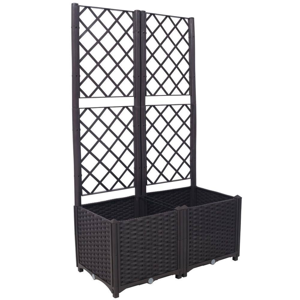 Anky 31.5 in. Brown PP Plastic Rectangular Outdoor Raised Planter Box for Climbing Plants, Patio Garden Decoration price history on PriceWatchPro