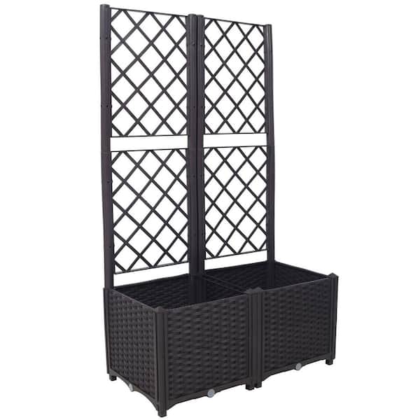 Anky 31.5 in. Brown PP Plastic Rectangular Outdoor Raised Planter Box for Climbing Plants, Patio Garden Decoration