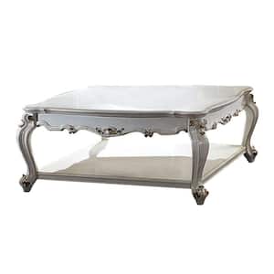 47 in. White Rectangle Wood Top Coffee Table