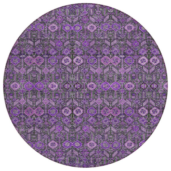 Addison Rugs Chantille ACN574 Purple 8 ft. x 8 ft. Round Machine Washable Indoor/Outdoor Geometric Area Rug