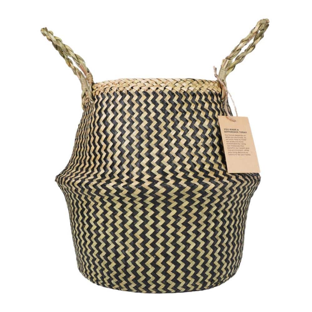 Medium Woven Seagrass Plant Basket Decorative Black Indoor Planter for Eight to Nine Inch Pots One Pack price history on PriceWatchPro