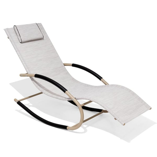 Crestlive Products Metal Outdoor Rocking Chair in White Gray