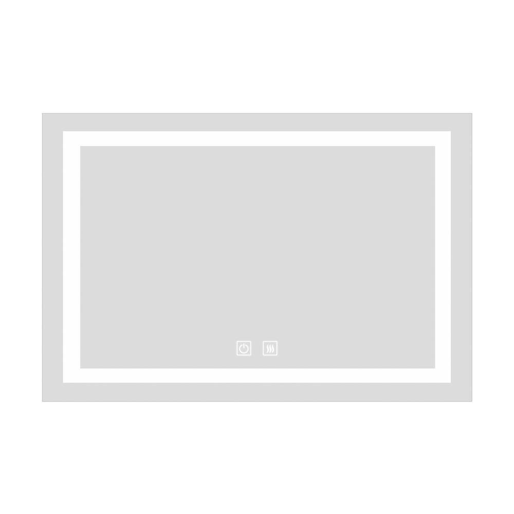 36 in. W x 28 in. H Large Lighted Rectangular Frameless Wall Mount Anti-Fog