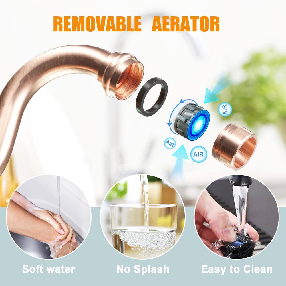 Brushed Copper Wall Mount Double Handle Faucet