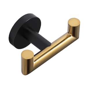J-Hook Double Robe/Towel Hook in Gold and Black