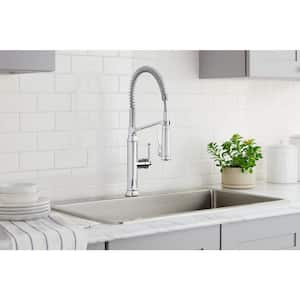 Linscott Single-Handle Coil Springneck Pull-Down Sprayer Kitchen Faucet in Chrome