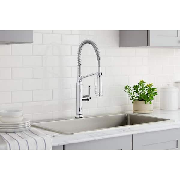 Linscott Single-Handle Coil Springneck Pull-Down Sprayer Kitchen Faucet in Chrome