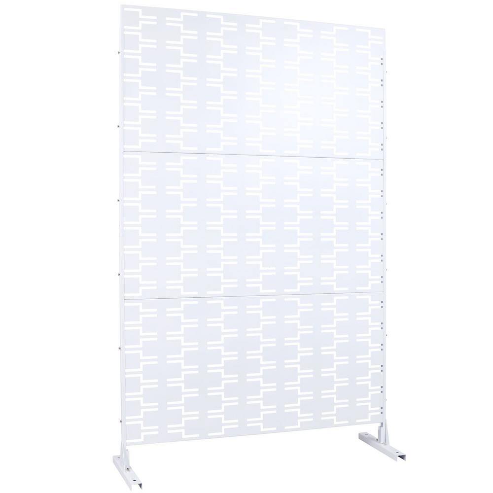 Anky 76 in. H x 48 in. W Steel Garden Fence, Metal Privacy Screens and Panels with Free Standing in White price history on PriceWatchPro