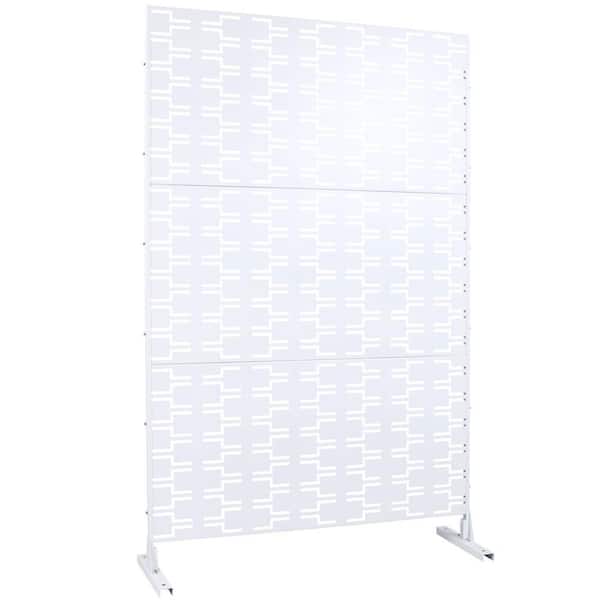 Miscool Anky 76 in. H x 48 in. W Steel Garden Fence, Metal Privacy Screens and Panels with Free Standing in White