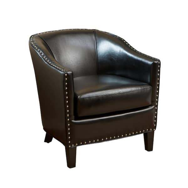 Austin Black Leather Club Chair 42467 - The Home Depot