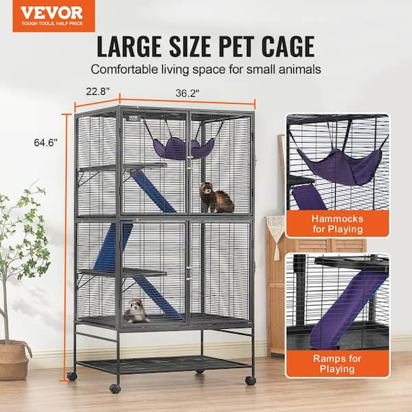 VEVOR 64.6 in. Rolling Metal Ferret Cage Large 4 Tier Critter Nation Cagewith Ramps Tray Easy to Set up for Pet Rats JSXDL362463IRPIZQV0 The Home Depot