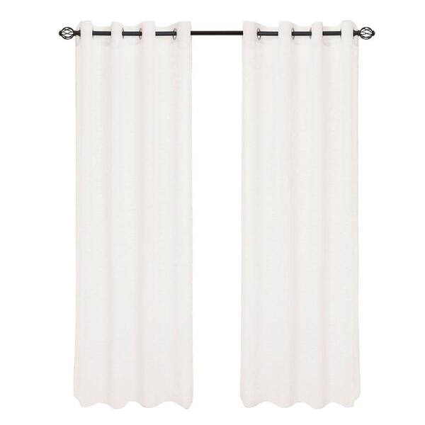 Lavish Home White Mia Jacquard Grommet Curtain Panel, 108 in. Length