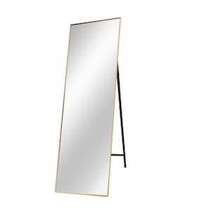 TA 64.9 in. H x 21.9 in. W Modern Rectangle Metal Framed Gold Full-Length Standing Mirror