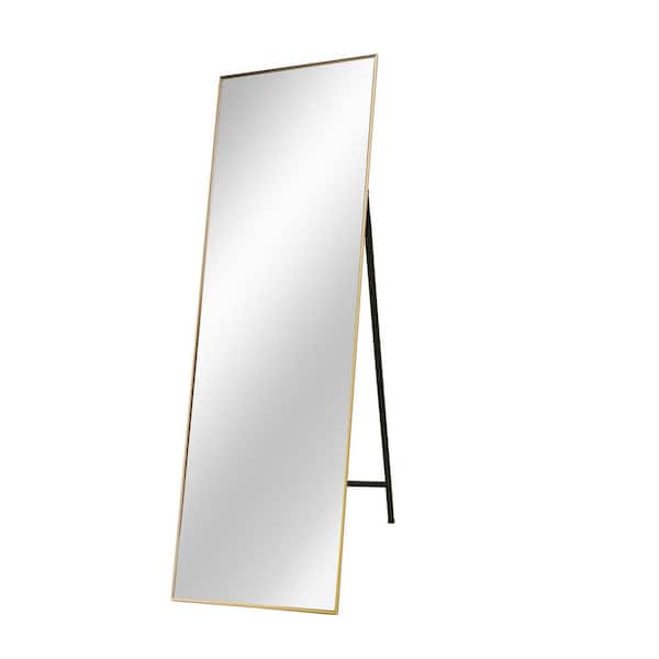 HUOVTR TA 64.9 in. H x 21.9 in. W Modern Rectangle Metal Framed Gold Full-Length Standing Mirror