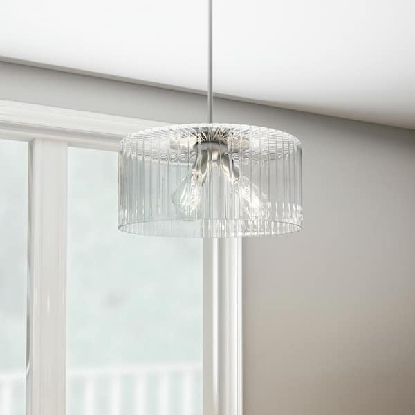 DSI LIGHTING Delphi 3-Light Brushed Nickel Shaded Pendant Light