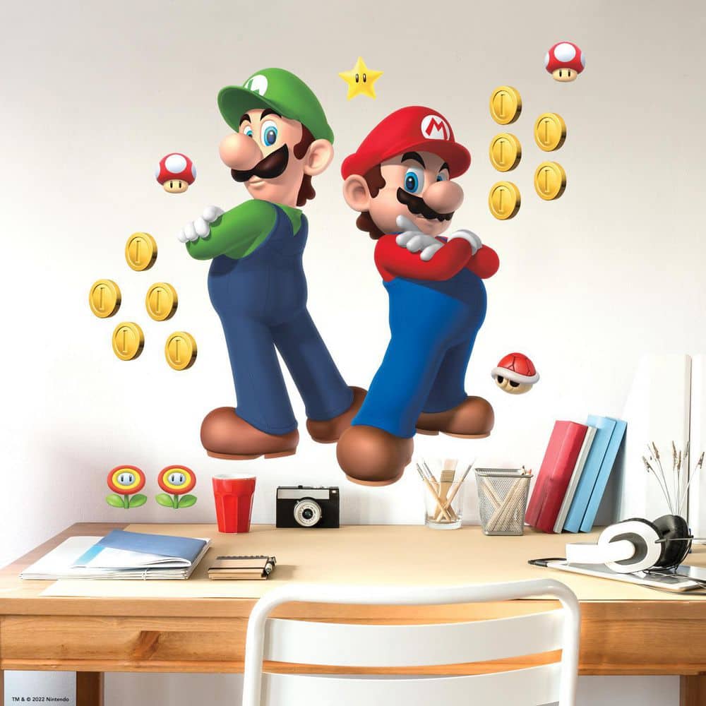 Super Mario and Luigi Colorful Peel and Stick Wall Decals