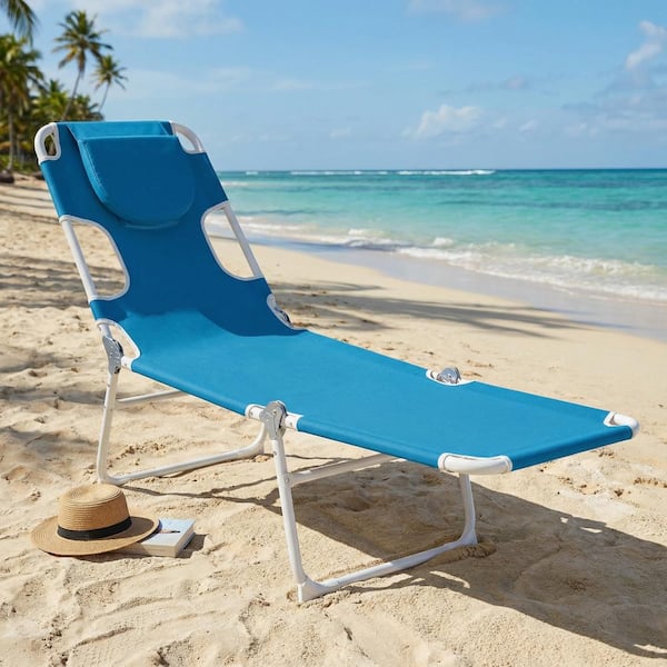 Blue Folding Steel Beach Chair for Outdoor and Coastal Use 3183Pu