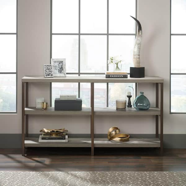 SAUDER Manhattan Gate 67 in. Mystic Oak Standard Rectangle Composite Console Table with Storage