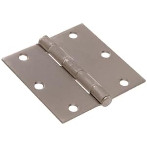 3-1/2 in. Satin Nickel Residential Door Hinge with Square Corner Removable Pin Full Mortise (9-Pack)