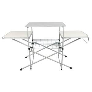 Camping Kitchen Table Camp Kitchen Cooking Stand with Three Table Tops and Hooks