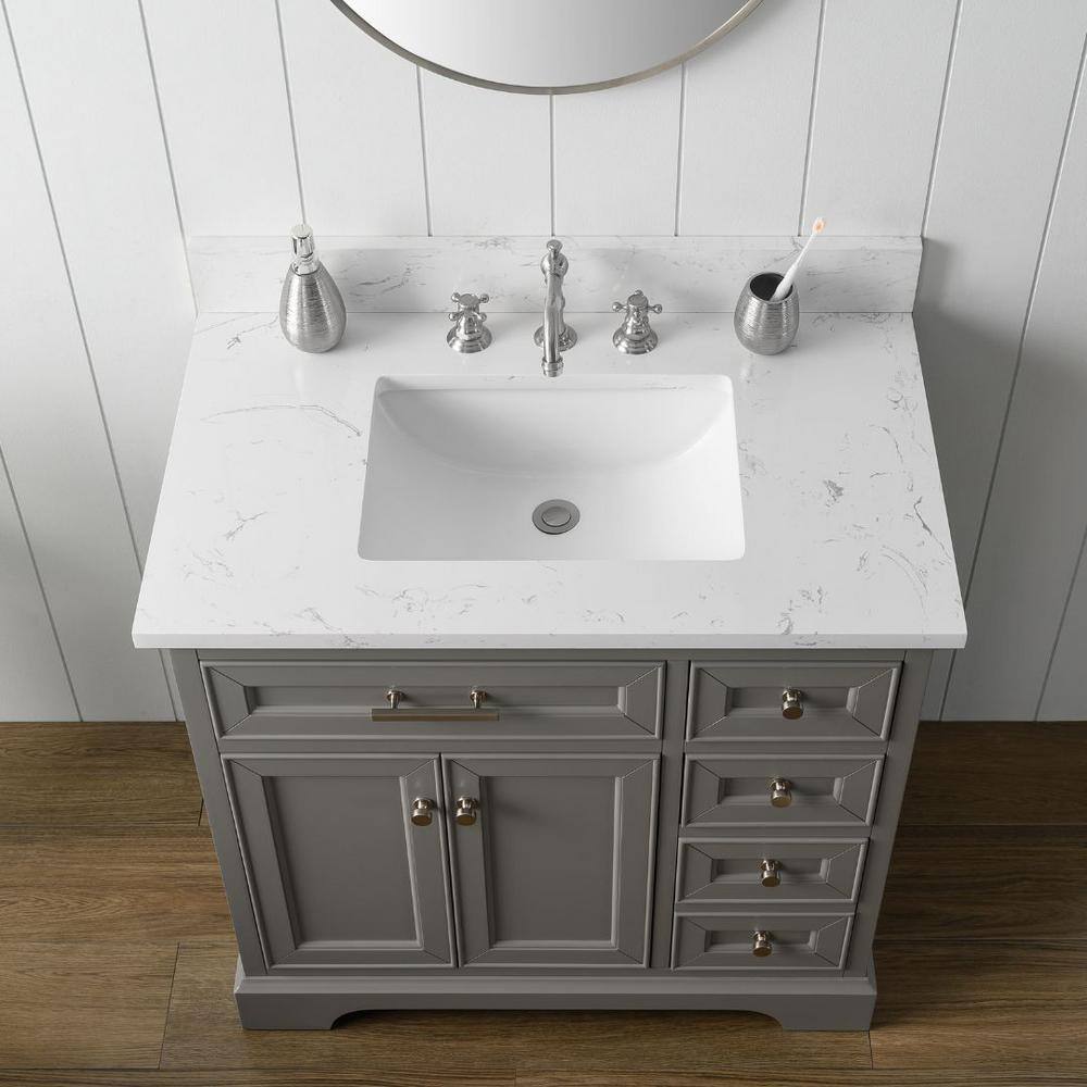 Thompson 36'' Gray Freestanding Bathroom Vanity with Ceramic Sink