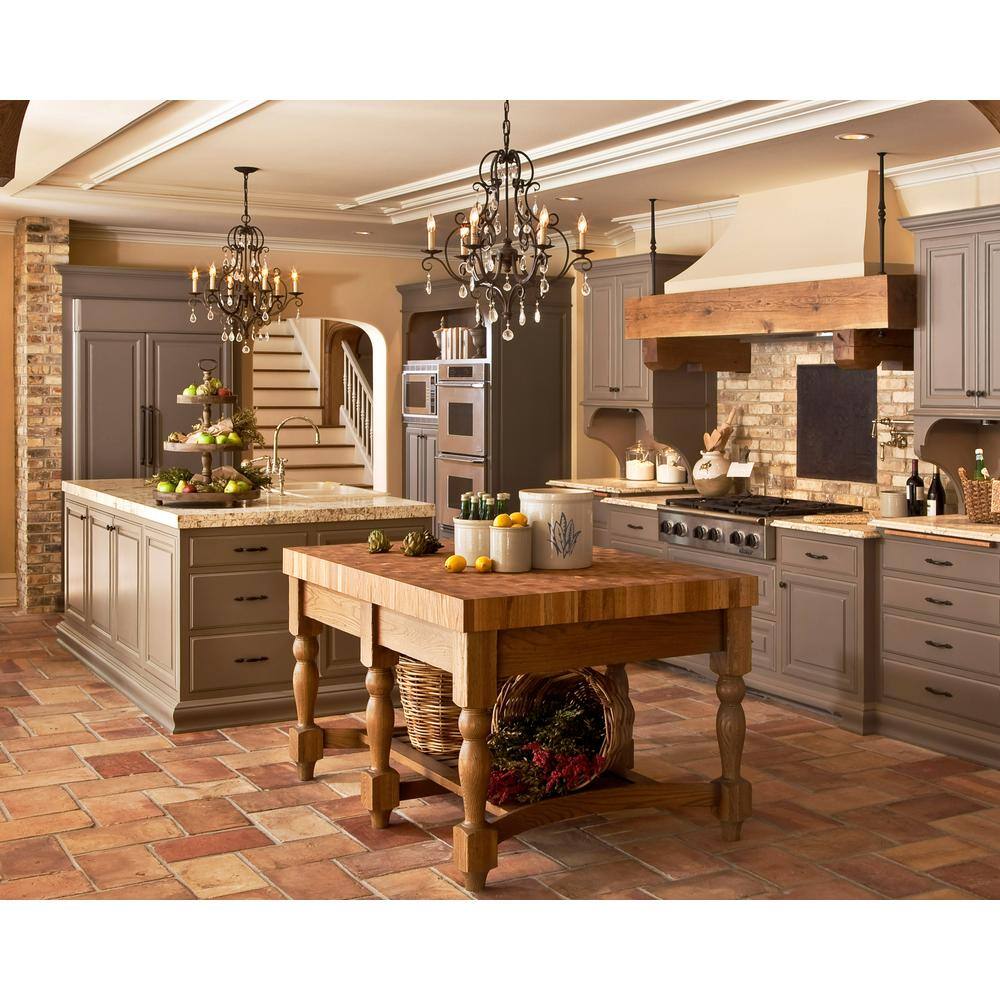 Southern France Inspired Mocha Bronze 6-Light Chandelier with Crystal Accents