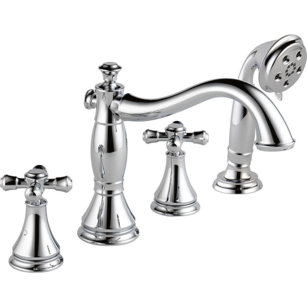 Cassidy Chrome Deck-Mount Roman Tub Faucet with Hand Shower