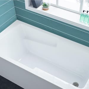 Voltaire 54 in. x 30 in. Acrylic White, Alcove, Integral Armrest, Left-Hand Drain, Apron Rectangular Bathtub in White