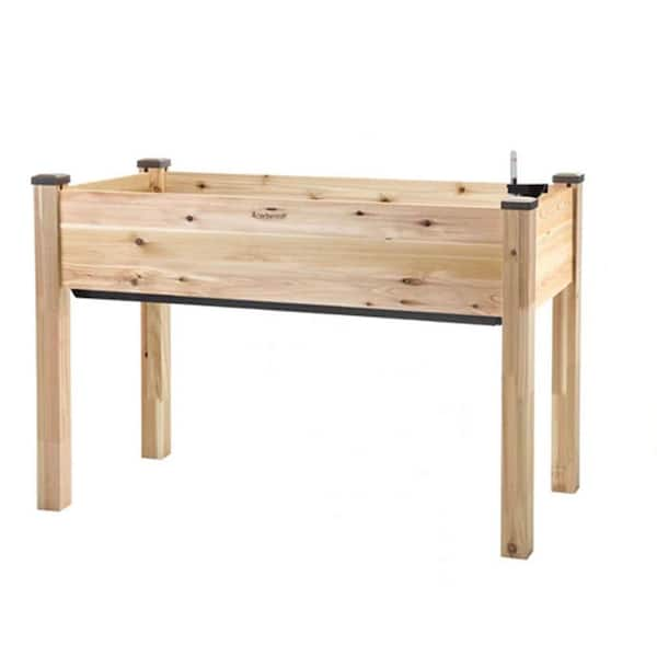 49 in. x 23 in. x 30 in. Self-Watering Elevated Cedar Garden Patio ...