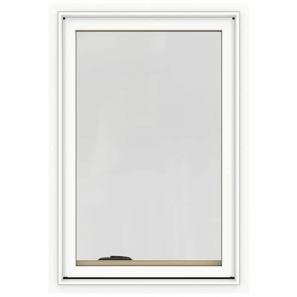 JELD-WEN 24.75 in. x 40.75 in. W-2500 Series White Painted Clad Wood Right-Handed Casement Window with BetterVue Mesh Screen