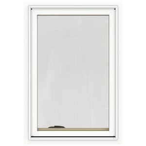 24.75 in. x 40.75 in. W-2500 Series White Painted Clad Wood Right-Handed Casement Window with BetterVue Mesh Screen
