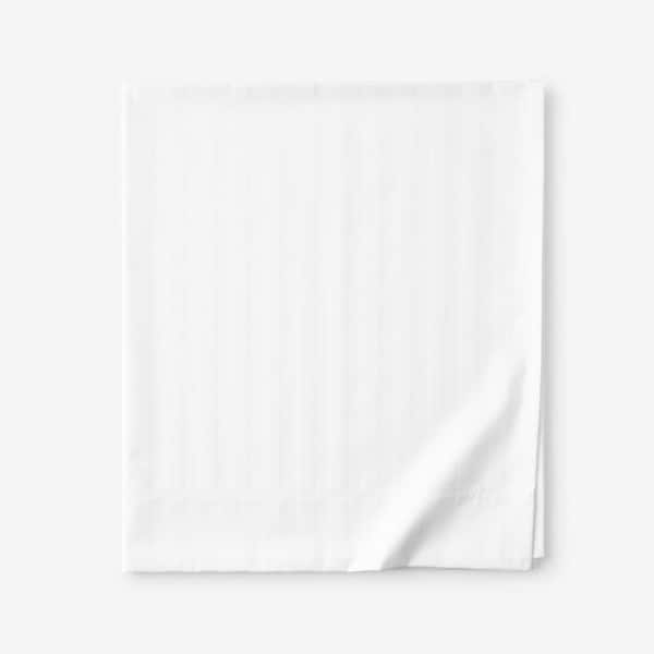 The Company Store Company Cotton Dobby Stripe Wrinkle-Free Sateen White Cotton Twin/Twin XL Flat Sheet