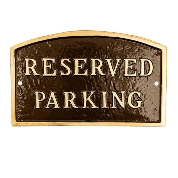 13 in. x 21 in. Large Arch Reserved Parking Statement Plaque Sign-Oil Rubbed/Gold