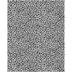 Gray 7 ft. 10 in. x 9 ft. 10 in. Animal Prints Leopard Contemporary Pattern Area Rug