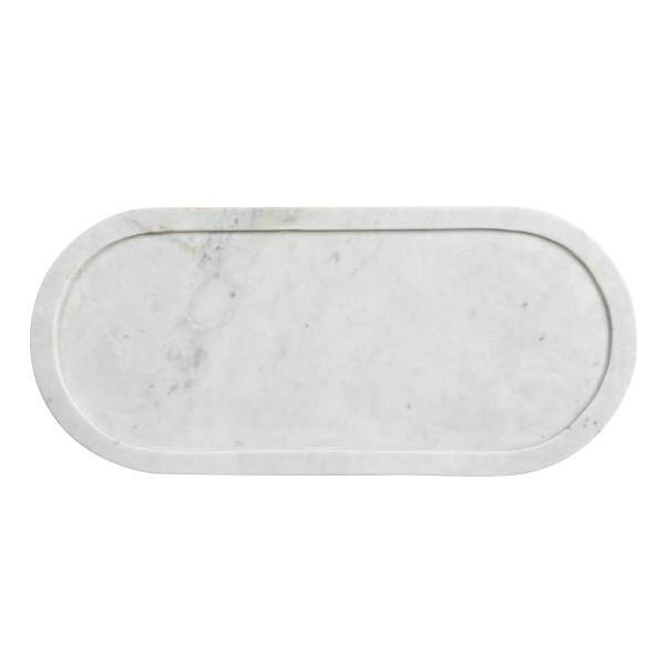 Bloomingville White Oval Marble Serving Tray with Raised Edge
