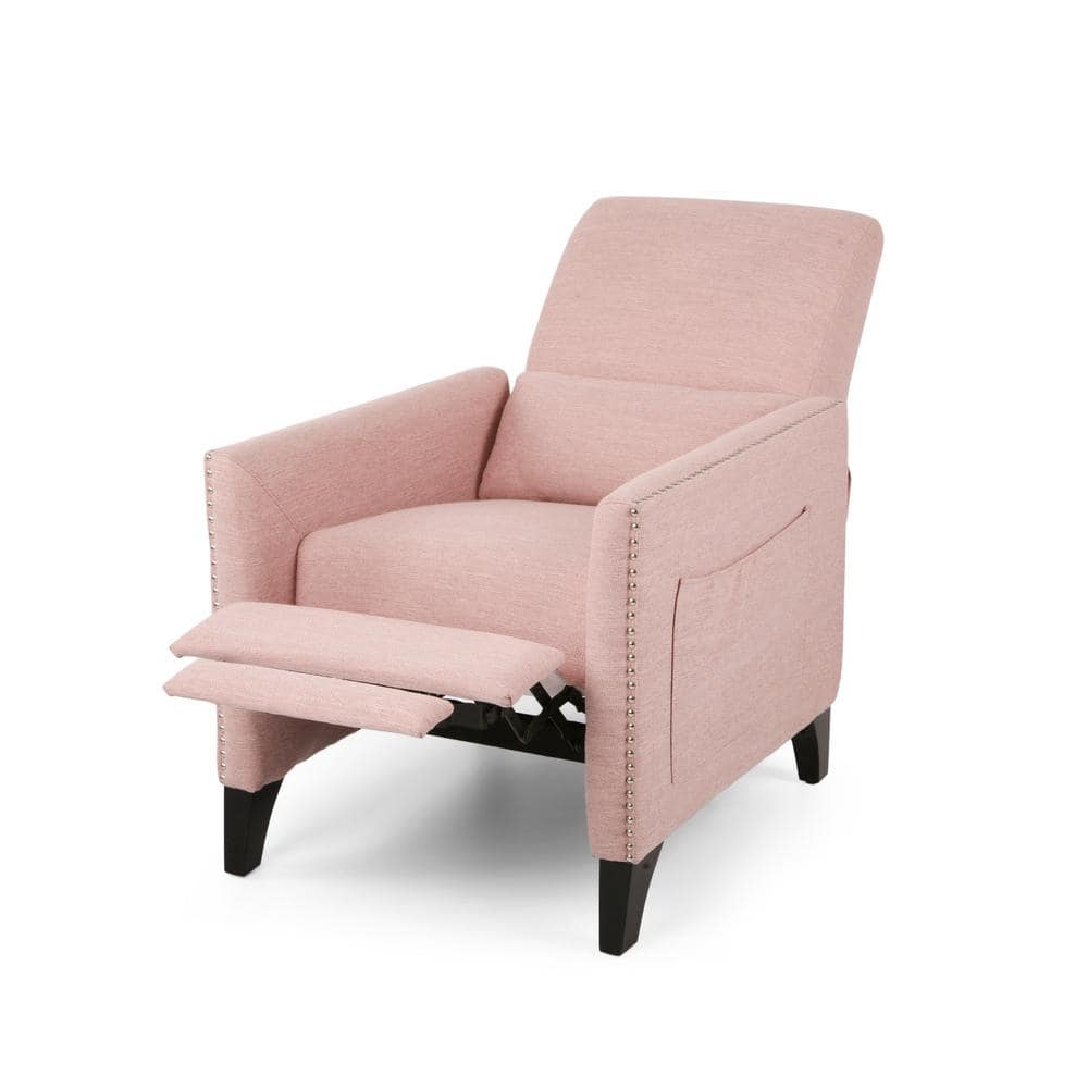 Light Blush Handcrafted Wood Push Back Recliner