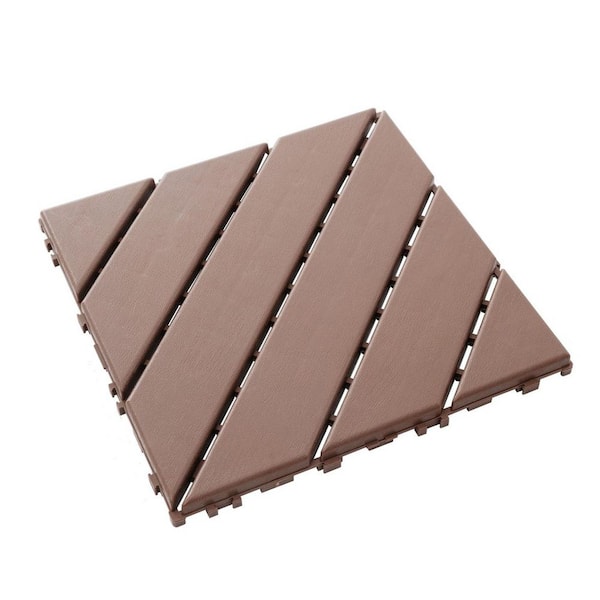 Outdoor 1 ft. x 1 ft. Composite Interlocking Tile Deck Tile in Brown (27 Per Box)