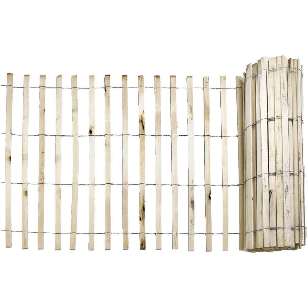 Everbilt 1/4 in. x 4 ft. x 50 ft. Natural Wood Snow Fence | Reusable Wooden Slats Protect