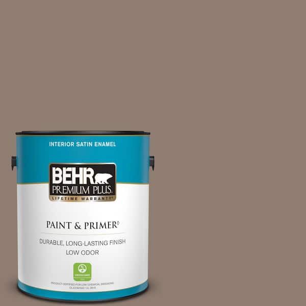 BEHR PREMIUM PLUS 1 gal. #N180-5 Bridle Leather Satin Enamel Low Odor Interior Paint & Primer
