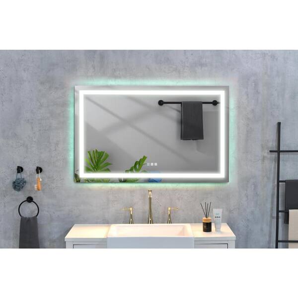 48 in. W x 36 in. H Rectangular Aluminum Framed Wall Bathroom Vanity Mirror  in Clear with Dimmable & Anti-Fog Function MSWY-1 - The Home Depot