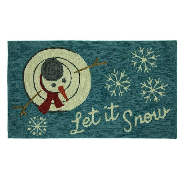 Home Accents Holiday Let It Snowman Top 17 in. x 29 in. Hand Hooked Holiday Mat